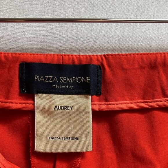 Piazza Sempione Audrey vibrant orange wool rayon blend taper pants Sz 30" - Picture 6 of 13